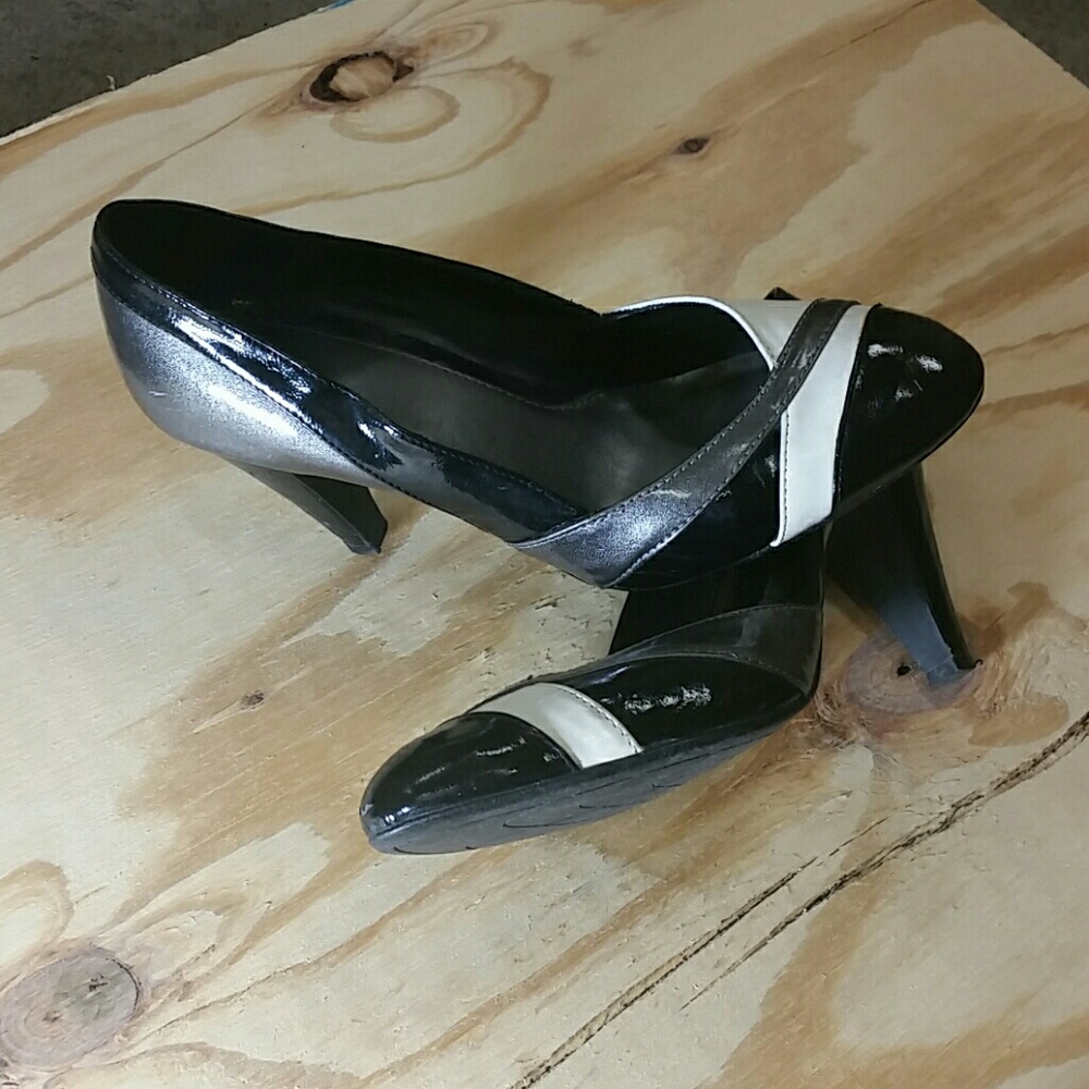 Fioni black grey and cream heels (8.5)